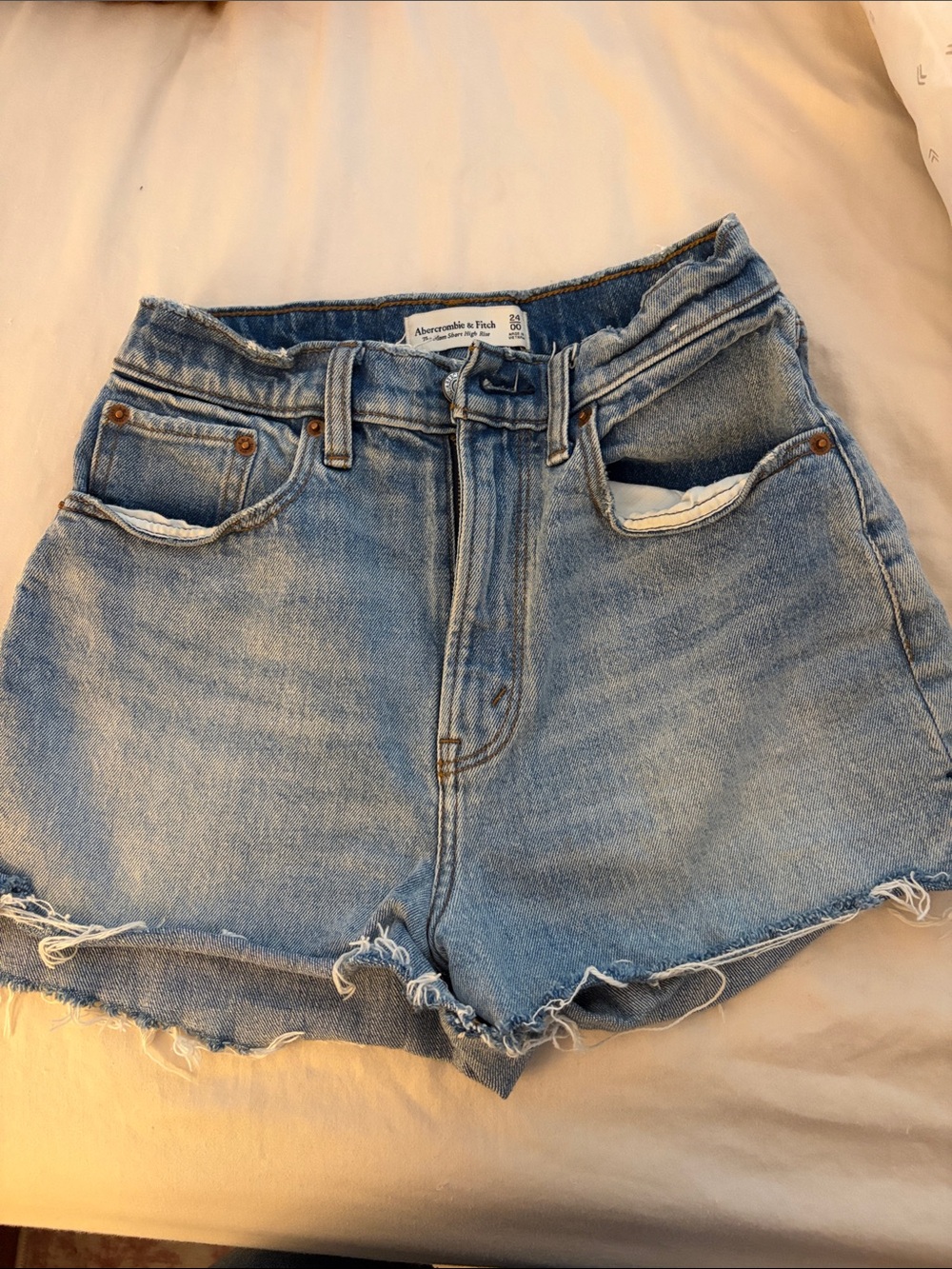 Abercrombie & Fitch Light Blue High-Rise Denim Cutoff Shorts